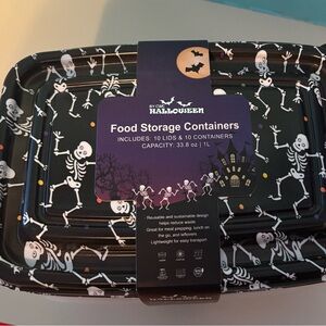 Halloween Food Storage Containers - Black Skeleton Design